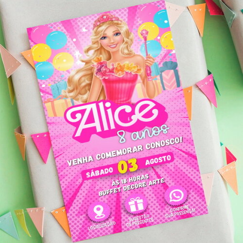 Convite Interativo Barbie Princesa