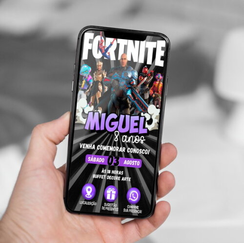 Convite Interativo Fortnite