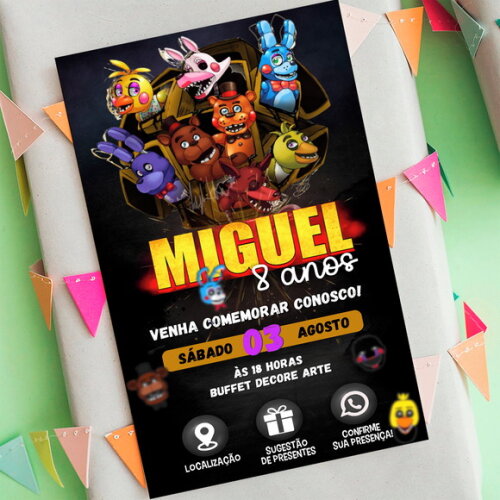 Convite Interativo Five Night's At Freddy Fnaf