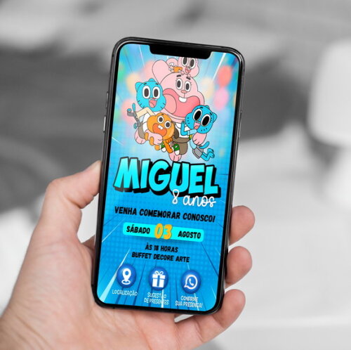 Convite Interativo Incrivel Mundo de Gumball Digital