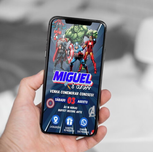Convite Interativo os Vingadores Digital