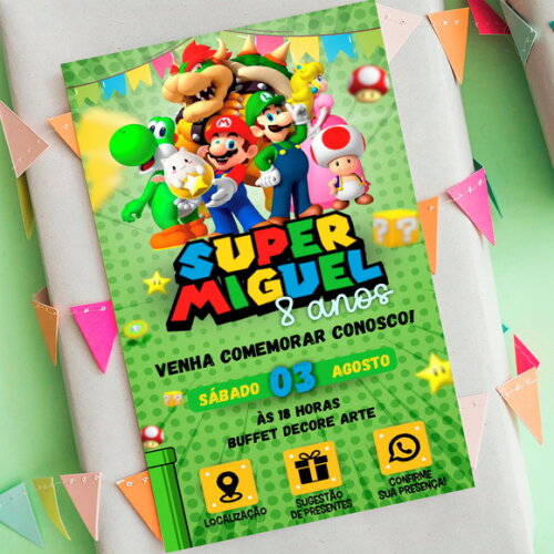 Convite Interativo Super Mário Bros e Sua Turma