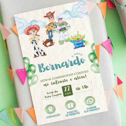 Convite Interativo Toy Story Aquarela