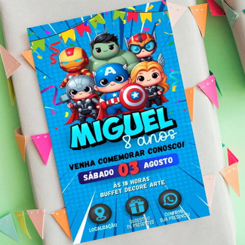 Convite Interativo Vingadores Toy Digital