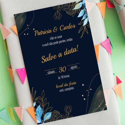 Convite Salve a Data - Save The Date Casamento Azul Royal