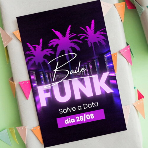 Convite Save The Date Aniversário Baile Funk Salve a Data
