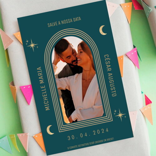 Salve a Data - Save The Date Casamento Várias Cores com Foto