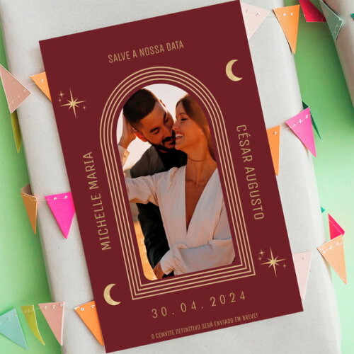 Salve a Data - Save The Date Casamento Várias Cores com Foto