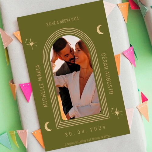 Salve a Data - Save The Date Casamento Várias Cores com Foto