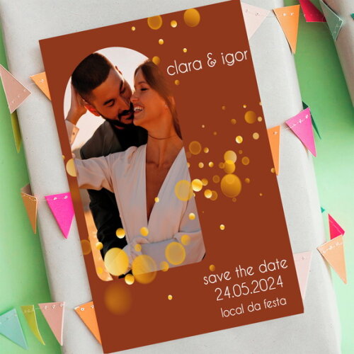 Salve a Data - Save The Date Casamento Várias Cores com Foto