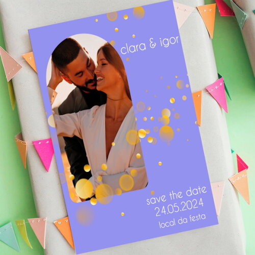 Salve a Data - Save The Date Casamento Várias Cores com Foto