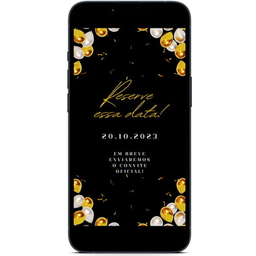 Salve a Data - Save The Date Preto com Dourado Luxo