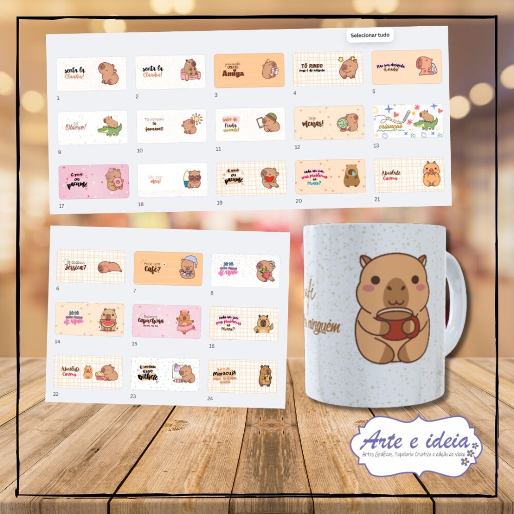 Pack arte para caneca capivara