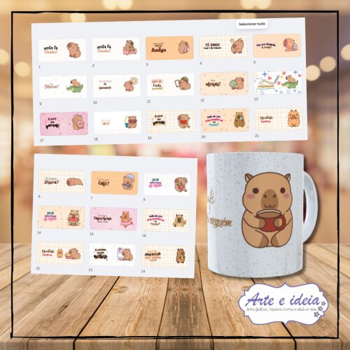 Pack arte para caneca capivara