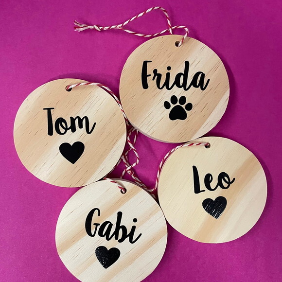 Bolinha de Natal com Nome do Cachorro ou Gato com Patinha