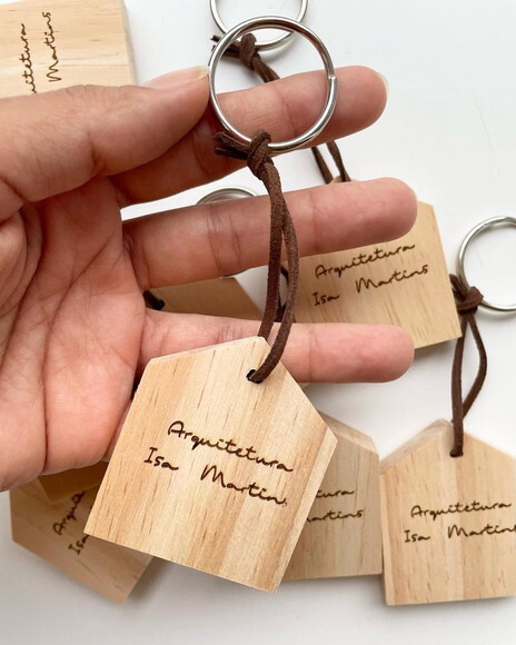 Chaveiro de Madeira Pinus Personalizado Ideal p/ Arquitetos