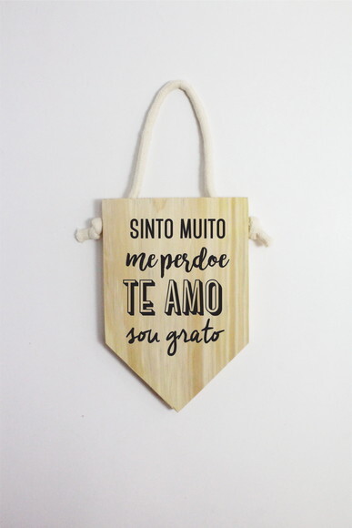 Placa Sinto Muito Me Perdoe Te Amo Sou Grato em Madeira