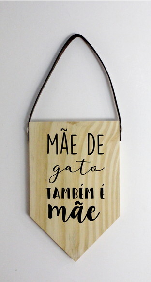 Quadro Decorativo Mãe De Gato Também É Mãe em Pinus