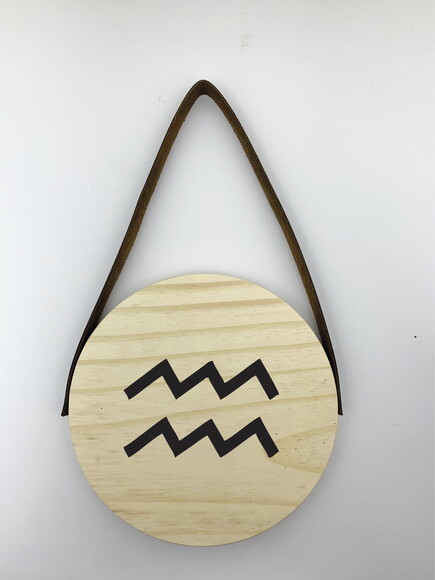 Quadro Placa Redonda Signo Aquário 14cm