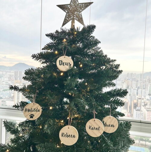 Bolinha de Natal com Nome do Cachorro ou Gato com Patinha