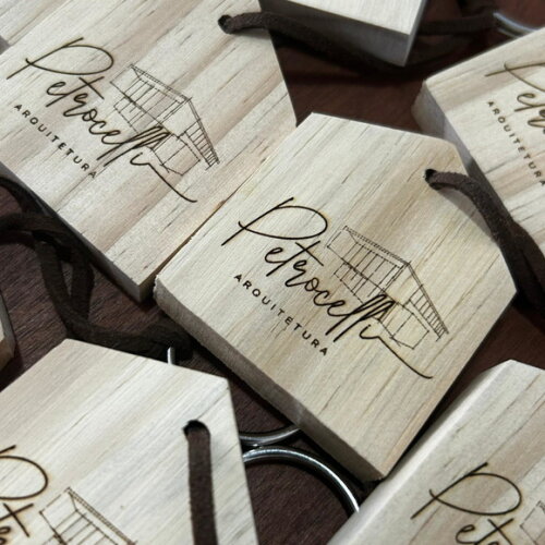 Chaveiro de Madeira Pinus Personalizado Ideal p/ Arquitetos