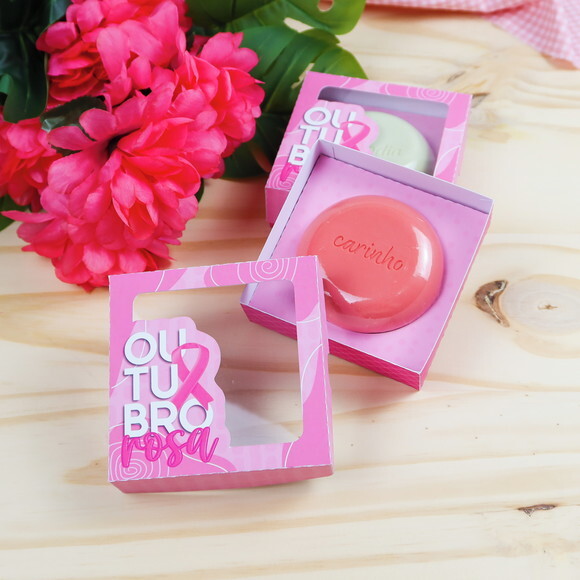 Caixa com Nicho para Sabonete Natura - Outubro Rosa
