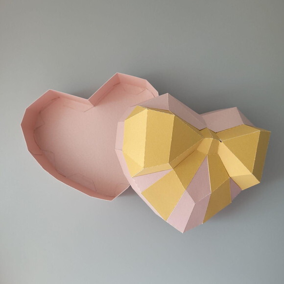 Caixa Coração 3d em Estilo Low Poly