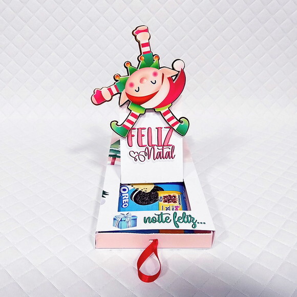 Caixa Gaveta para Barra de Chocolate - Natal Aquarelado