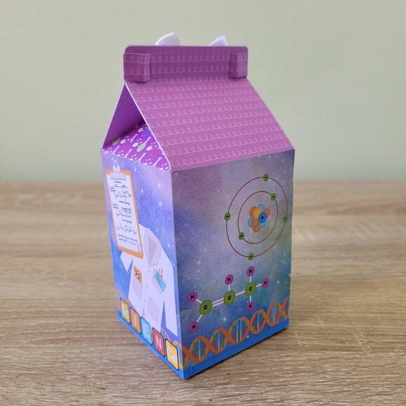 Caixa Milk com Apliques 3d - Festa Cientista Menina