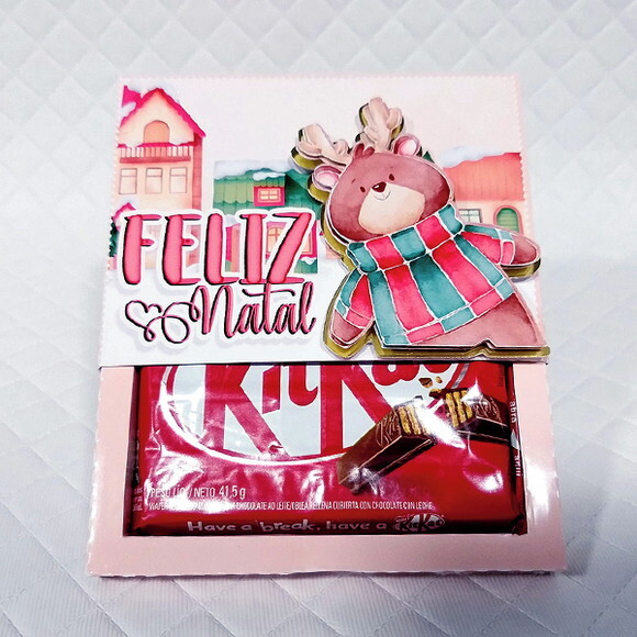 Caixa Porta Kit Kat - Natal Aquarelado