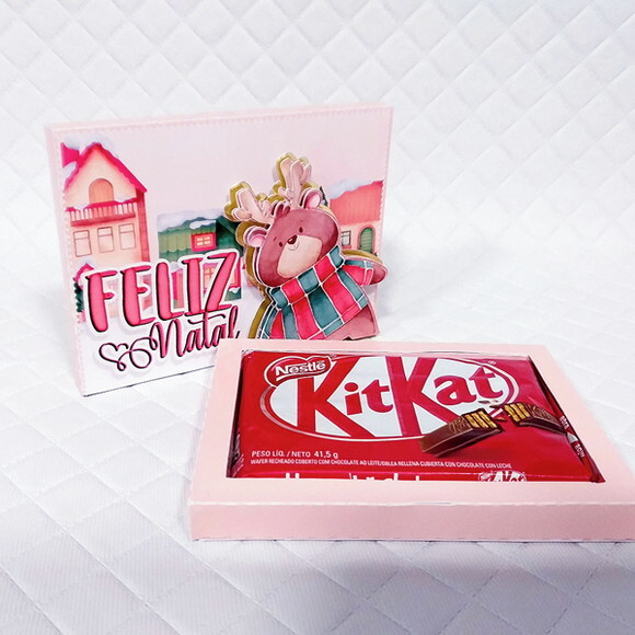 Caixa Porta Kit Kat - Natal Aquarelado