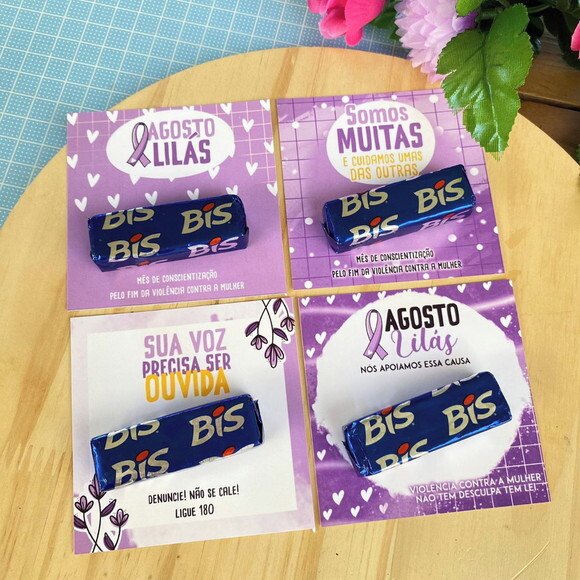 Card com Bis - Agosto Lilás