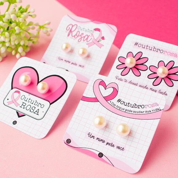 Card com Brincos - Outubro Rosa