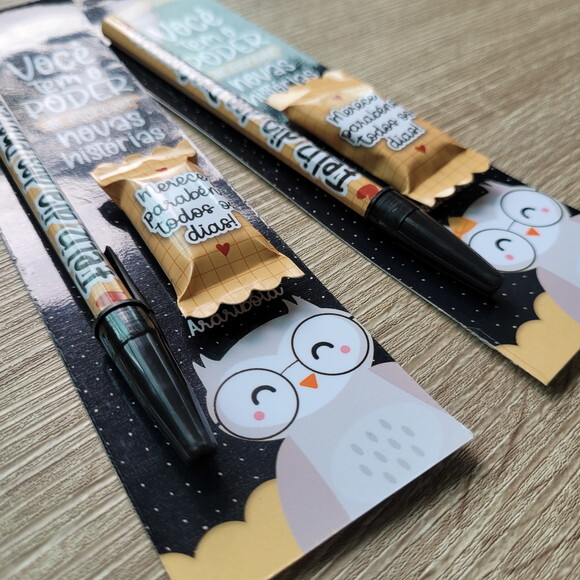 Card com Caneta e Balinha - Dia dos Professores