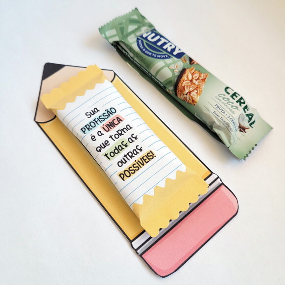 Card com Chocolate ou Barra de Cereal - Lápis