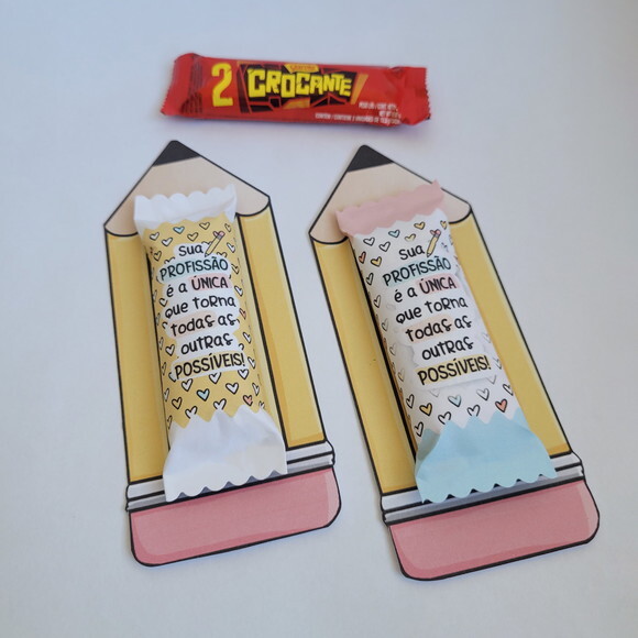 Card com Chocolate ou Barra de Cereal - Lápis
