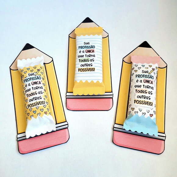 Card com Chocolate ou Barra de Cereal - Lápis