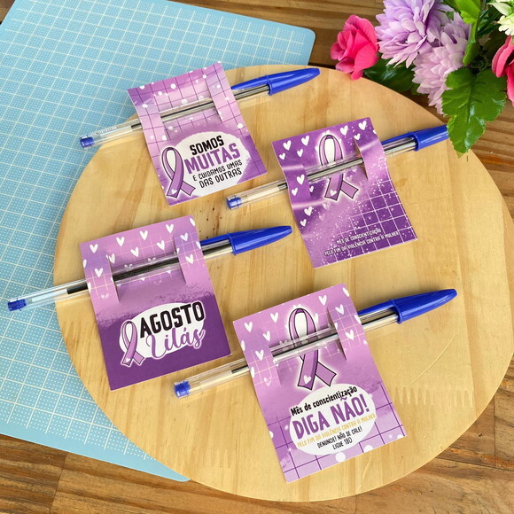 Card para Caneta - Agosto Lilás