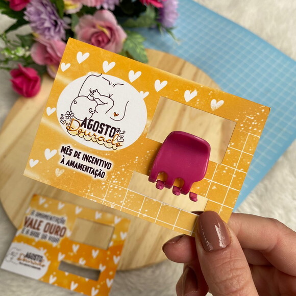Cartão / Card / Tag para Presilha de Cabelo - Agosto Dourado