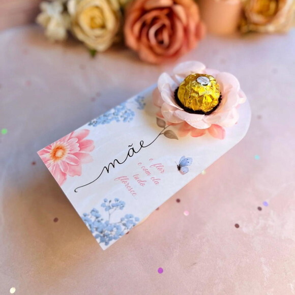 Cartão / Card com Forminha de Flor para Doces - Dia das Mães