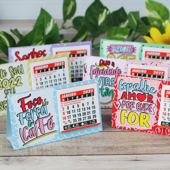 Mini Calendário de Mesa 2026 - Frases Motivacionais