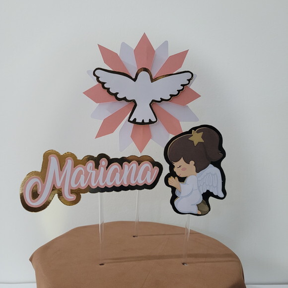 Topo de Bolo - Primeira Eucaristia - Batizado - Menina