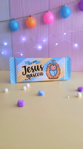 Adesivo para Barra de Chocolate 90g - Natal Cristão