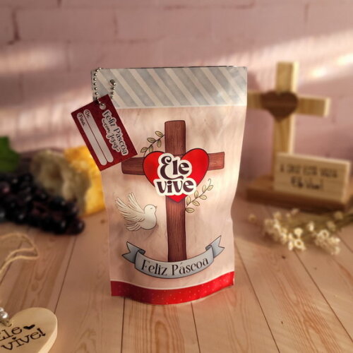 Adesivo para Saquinho Zip Lock - 12 x 19 cm - Páscoa Cristã