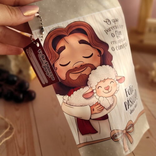 Adesivo para Saquinho Zip Lock - 12 x 19 cm - Páscoa Cristã