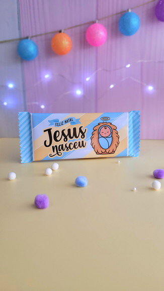 Barra de Chocolate 90g com Capa Personalizada Natal Cristão