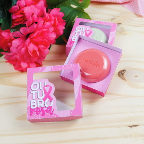 Caixa com Nicho para Sabonete Natura - Outubro Rosa