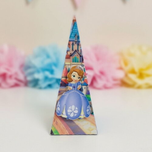 Caixa Cone / Pirâmide com Aplique em 3d - Princesa Sofia