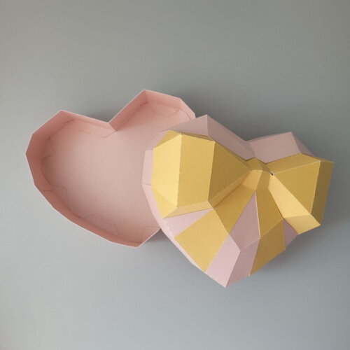 Caixa Coração 3d em Estilo Low Poly