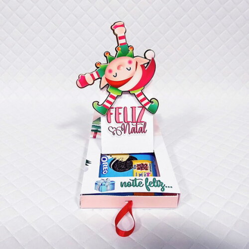 Caixa Gaveta para Barra de Chocolate - Natal Aquarelado